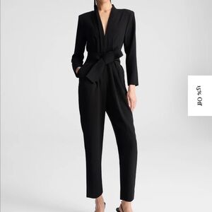 ALC Kieran Crepe Jumpsuit Elegant Black Jumpsuit with Sash